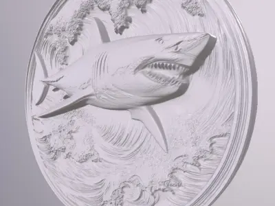 Great White Shark 4 basrelief for 3D printing 3D print model