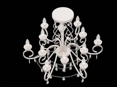 White Light Chandelier Low-poly 3D model