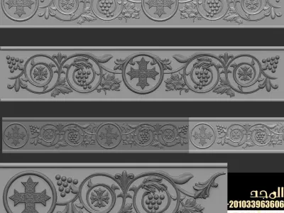 cornice moulding church decor cornice wooden-marble 3D model