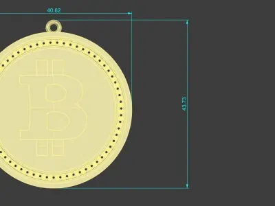 Bitcoin Diamond Pendant Gold Silver Platinum Luxury Round Stones 3D print model