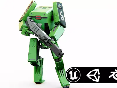 BATTLE DROID X-2000  Rigged for Unreal Engine - Unity - MIXAMO 3D model