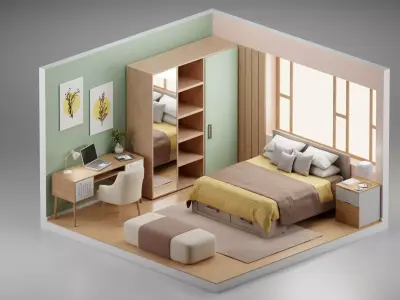 Bedroom interior 3D model 4