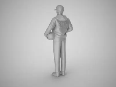Coach man wearing hat 3D print model