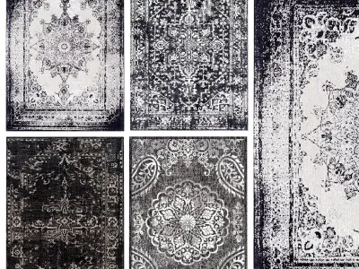 Black classic rugs 3D model