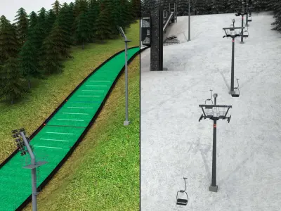 Ski jumping hill low detail 3D model