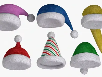 Stylized Santa and Holiday Hat Pack Low-poly 3D model