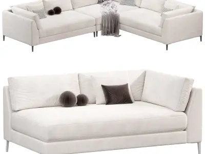 DECKER 2 PIECE L SHAPED WHITE PERFORMANCE SOFA CHAISE 3D model