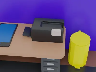 Detailed Working Room  Low-poly 3D model