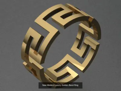 New Modern Luxury Golden Band Rings Set 3D Model Pack
