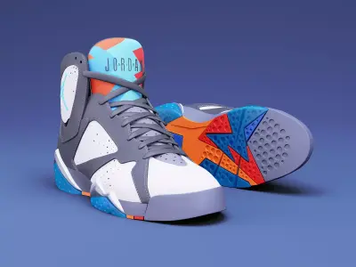 Air Jordan7-retro sneakers 3d model 3D model