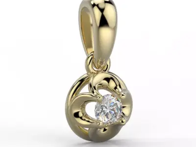 141027 P simple pendant with round gemstone Free 3D print model