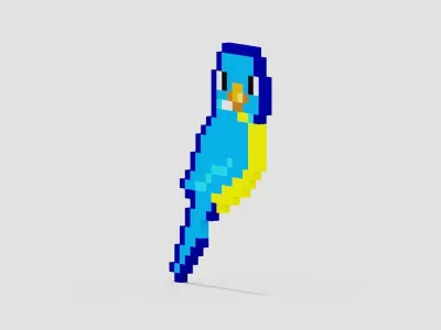 Pixel Bird Symbol Low-poly 3D model