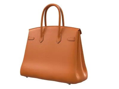 Hermes Birkin Bag Orange Leather Low-poly 3D model