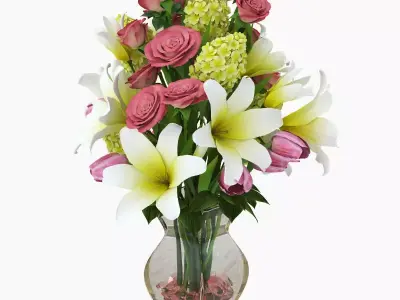 Lily and roses 3D model