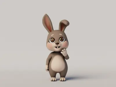 Rigged Cartoon Rabbit 3D model