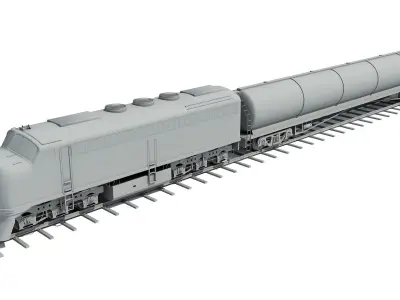 Locomotive Tanker Train 3D Models 3D model