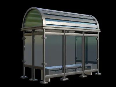 Game Ready Bus Stop 14 Low-poly 3D model