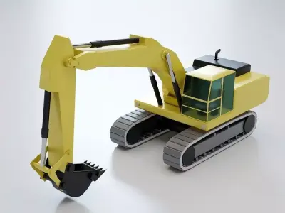 Hydraulic Excavator Lowpoly - Heavy Machinery Equipment Low-poly 3D model