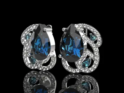 Pear shaped wavy earrings Free 3D print model