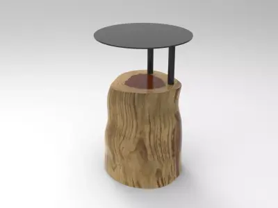 Log Side Table Low-poly 3D model