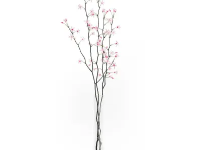 Flowering Tree Twigs in Glass Vase 3D model