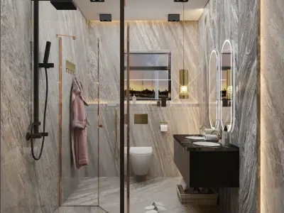 Modern Luxury Bathroom Interior Scene  3D model 3D model