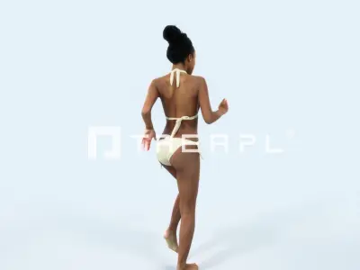 May 05D Running Jogging Beach Sport African American Woman Low-poly 3D model
