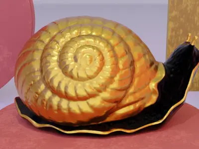 Snail gold Low-poly 3D model