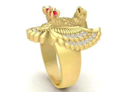 Luxury Eagle Ruby Diamond Mens Ring  3598 3D print model