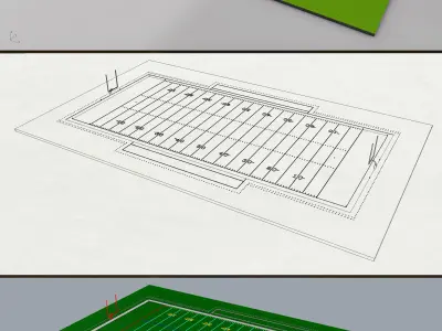 American Football Field-College version Low-poly 3D model
