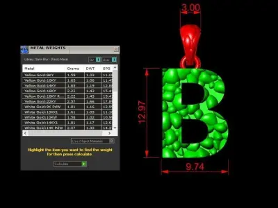 B LETTER Alphabet ROCKS PENDANT 3D print model 3D print model