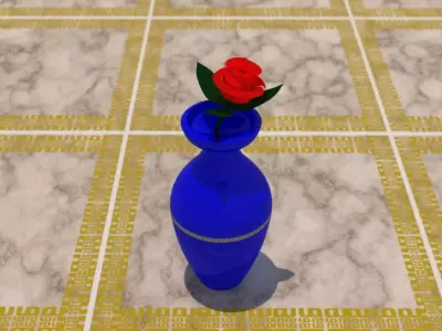 Flower Vase With Rose Flower 3D model