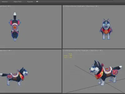 Cartoon husky mount - puppy dog Low-poly 3D model