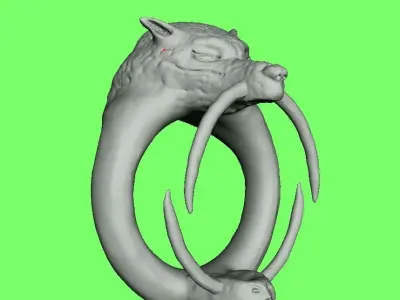 ring-wolf ring with head of tiger 3D model