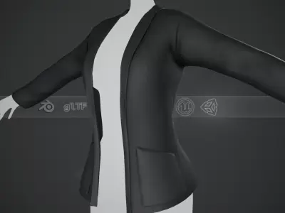 Female Black Jacket Style 2 Low-poly 3D model