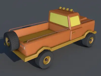 Low Poly Cartoon Safari Truck 3D Low-poly 3D model