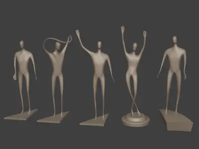 Abstract Man Figurine Pack Low-poly 3D model