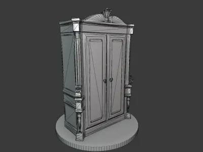 Vintage Wooden Wardrobe Low-poly 3D model