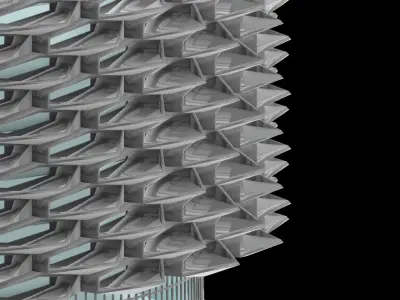 Advanced Parametric Building and facade Low-poly 3D model