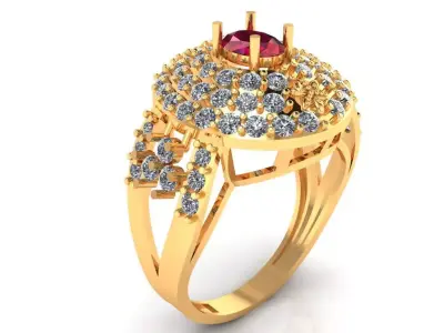 Women Ring 68 oval cut diamond v shank women ring 3D print model