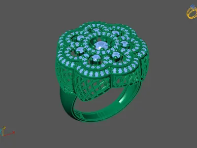 STL 3DM Print Ready Women Diamond Ring Lightweight Printable  3D print model 109