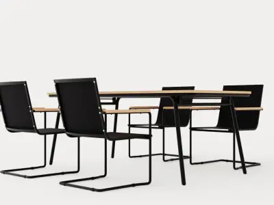 Hono dining set Low-poly 3D model