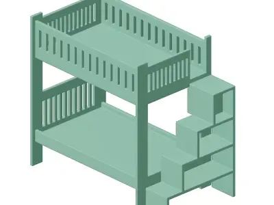 Plastic Baby Bunk Bed Toy 3D model