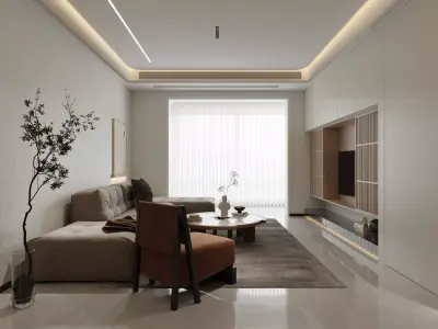 Modern living room dining room interior scenes 419 3D model