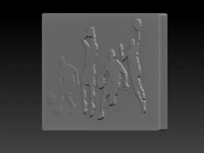 Basketballers group of people playing basketball 3D print model