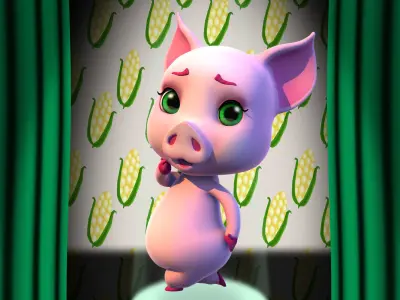 PinkPink little sow in pink 3D model