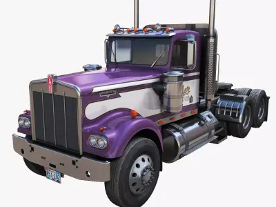 Kenworth semitruck Low-poly 3D model