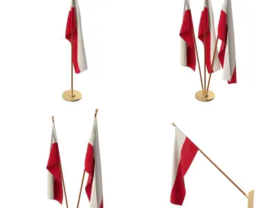 Poland Flag Pack 3D model