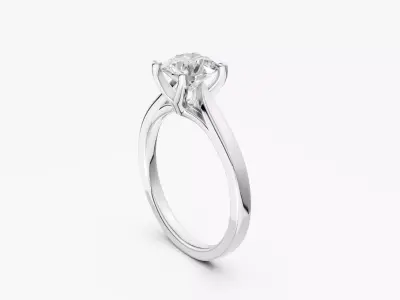 ZABS004A Solitaire engagement ring round diamond 3D print model