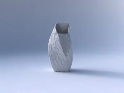 Vase twisted bent quadratic with organic cells 3D print model
